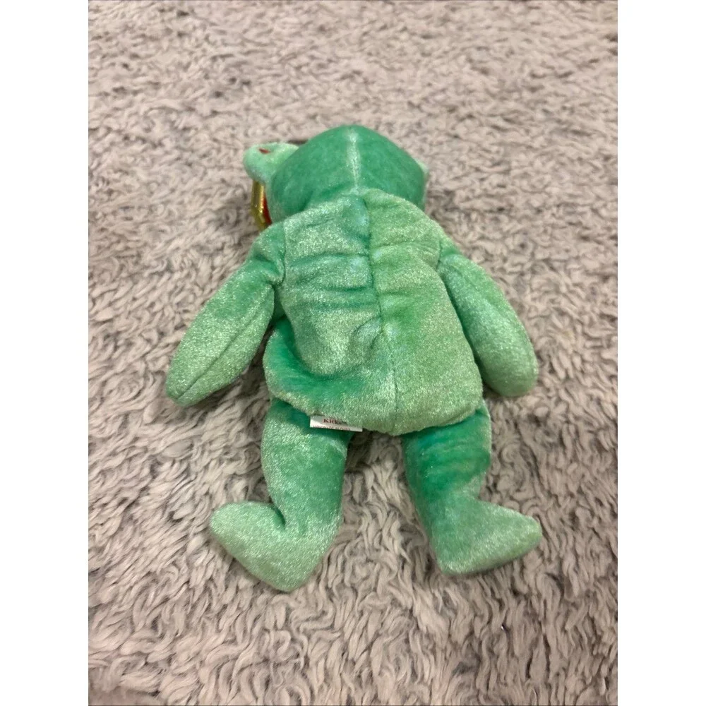 Ty Beanie Baby Plush Kids OS Green Good‎ Soccer Ball Kicks Bear 1998